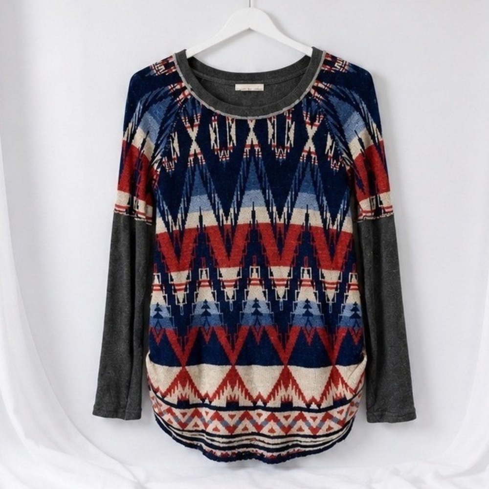 Denim & Supply Ralph Lauren Aztec‎ Tribal Knit Top S Boho Southwestern Pullover